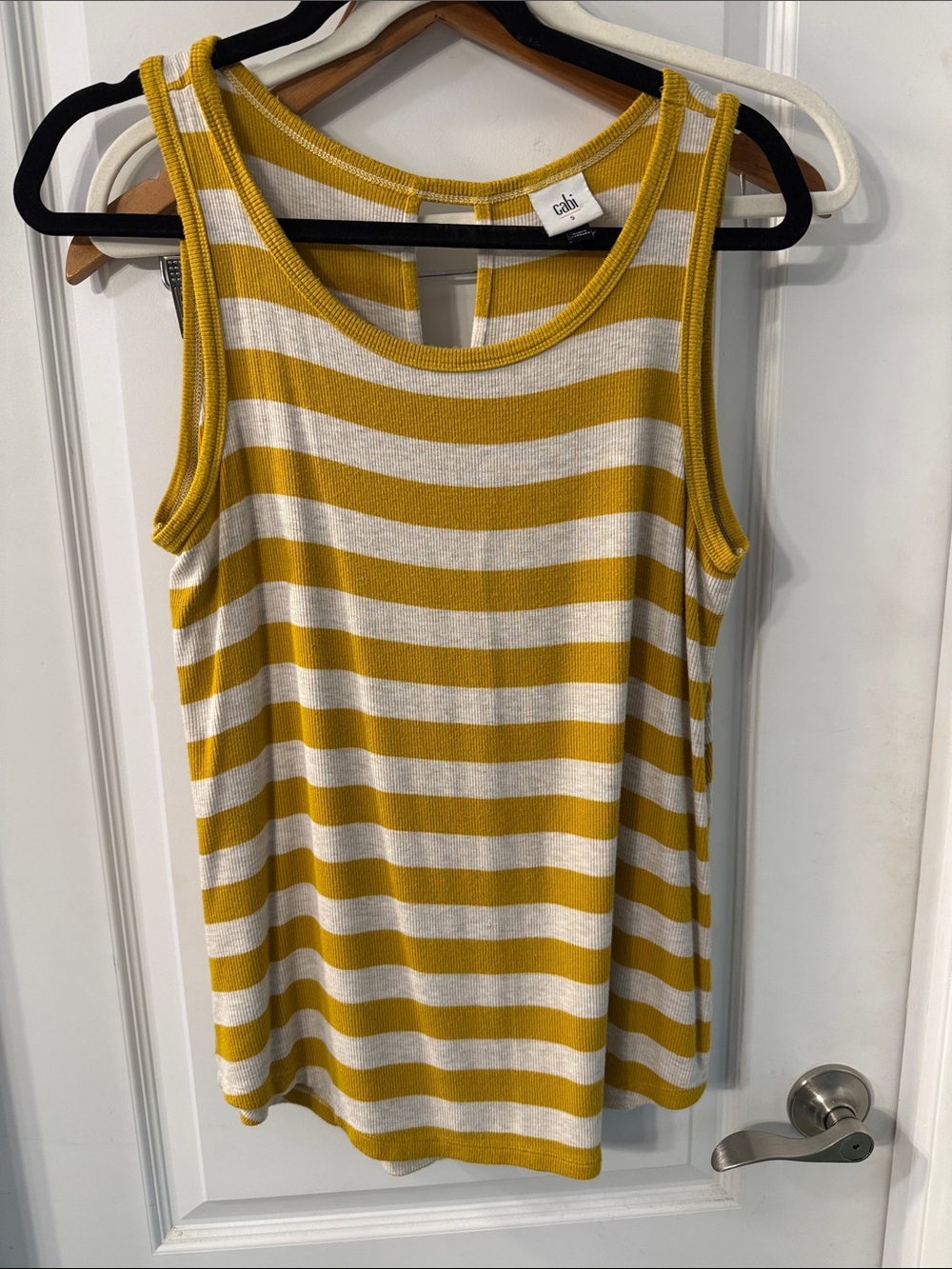 CAbi Striped Tank in Mustard and Cream